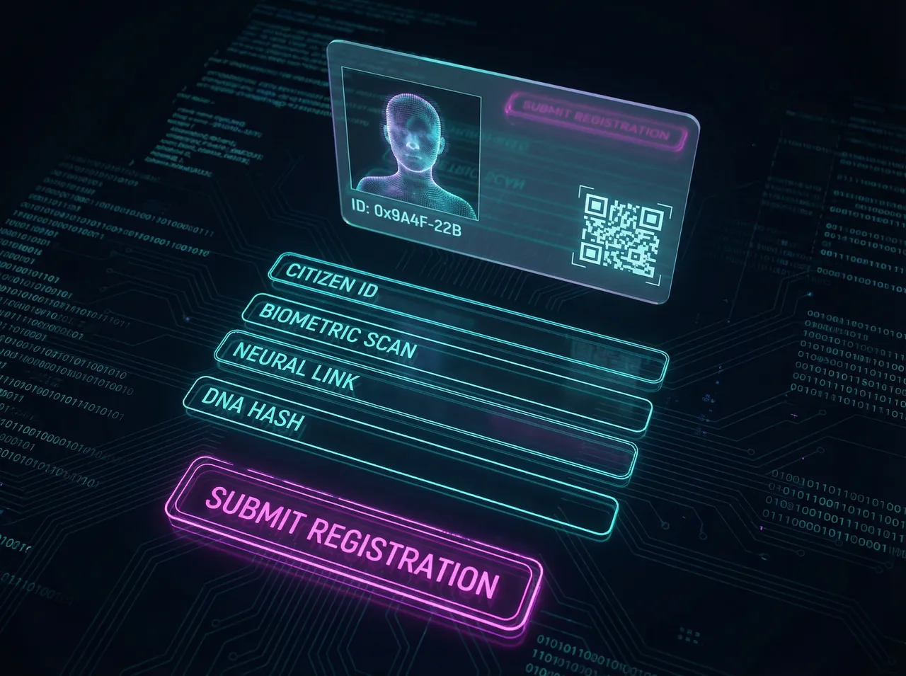 炸金花小游戏 赛博居民身份认证界面